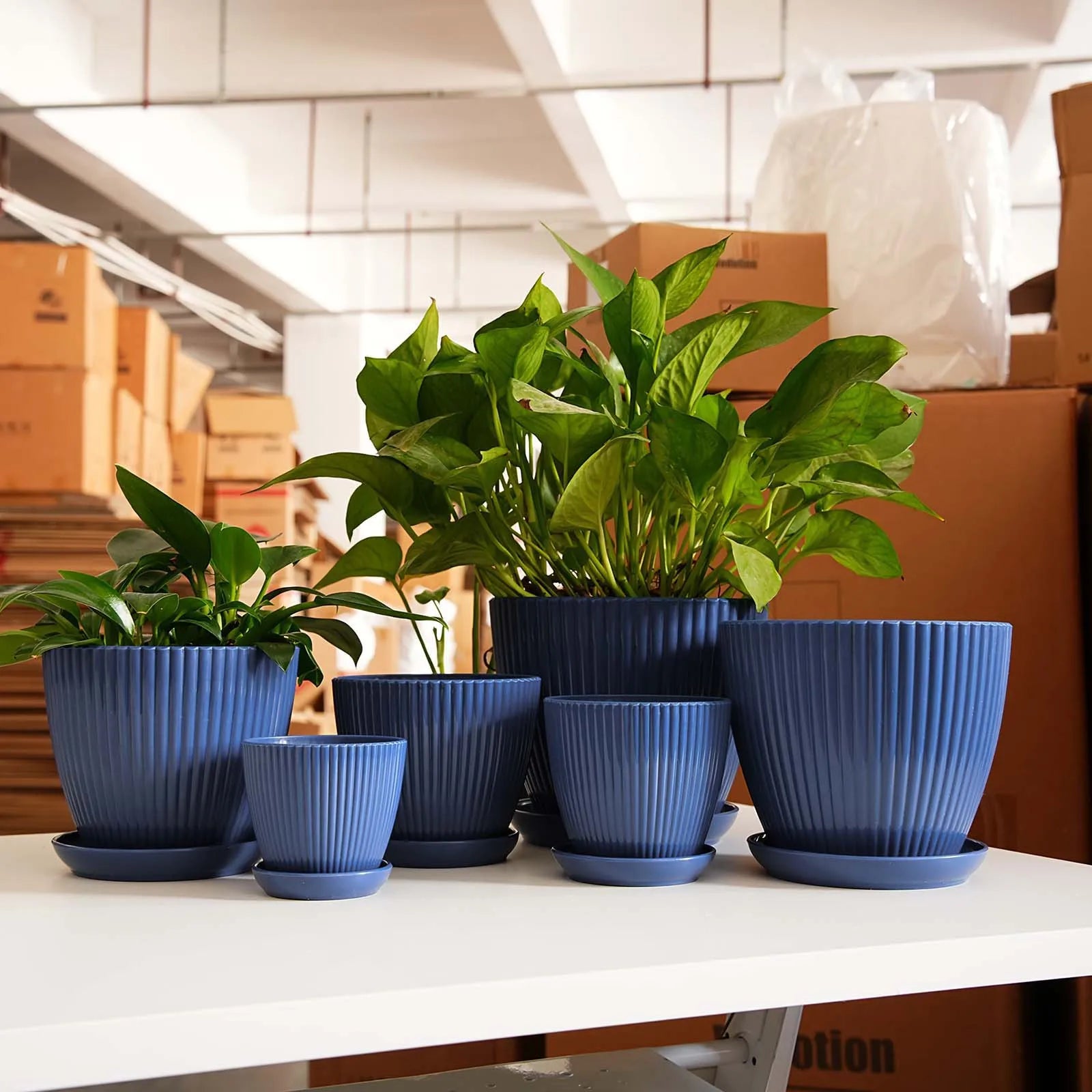 Multi Sized Vertical Pattern Thickened Pot, Potted Plant, Non Ceramic Pot, Home Balcony Small Flowerpot Gardening Supplies New